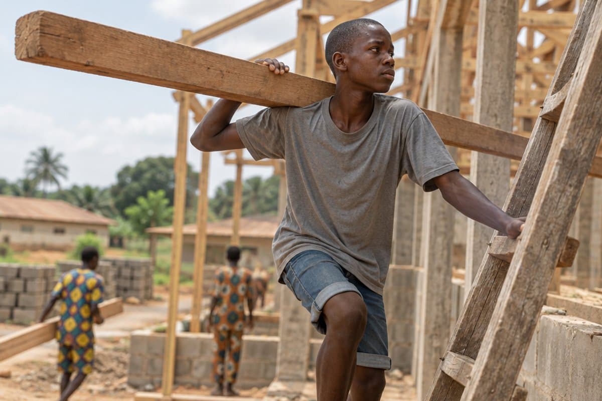 Raising the frame of a new school