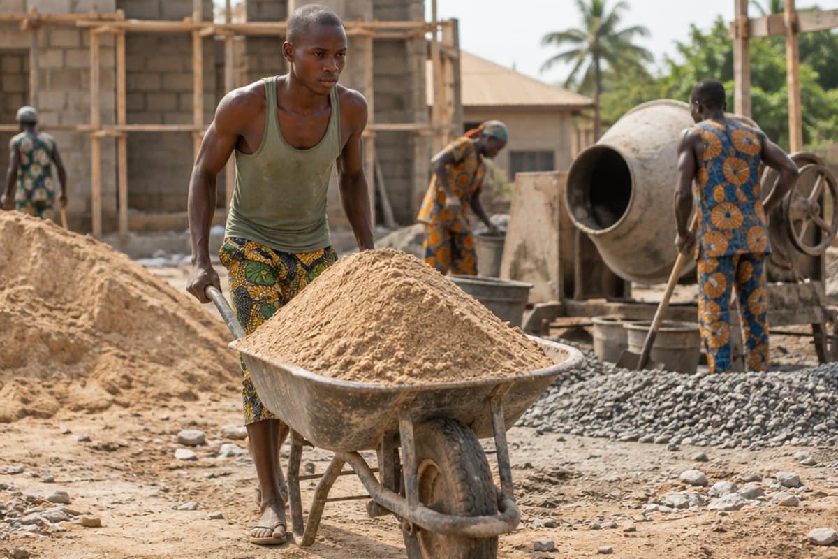 Hauling sand for the next wall