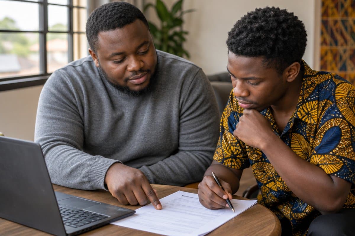 Mentor and mentee reworking a résumé
