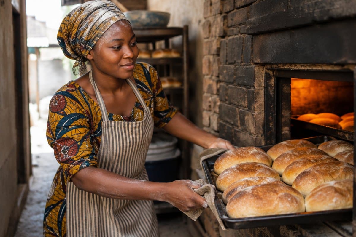 Baking fresh bread to sell each morning